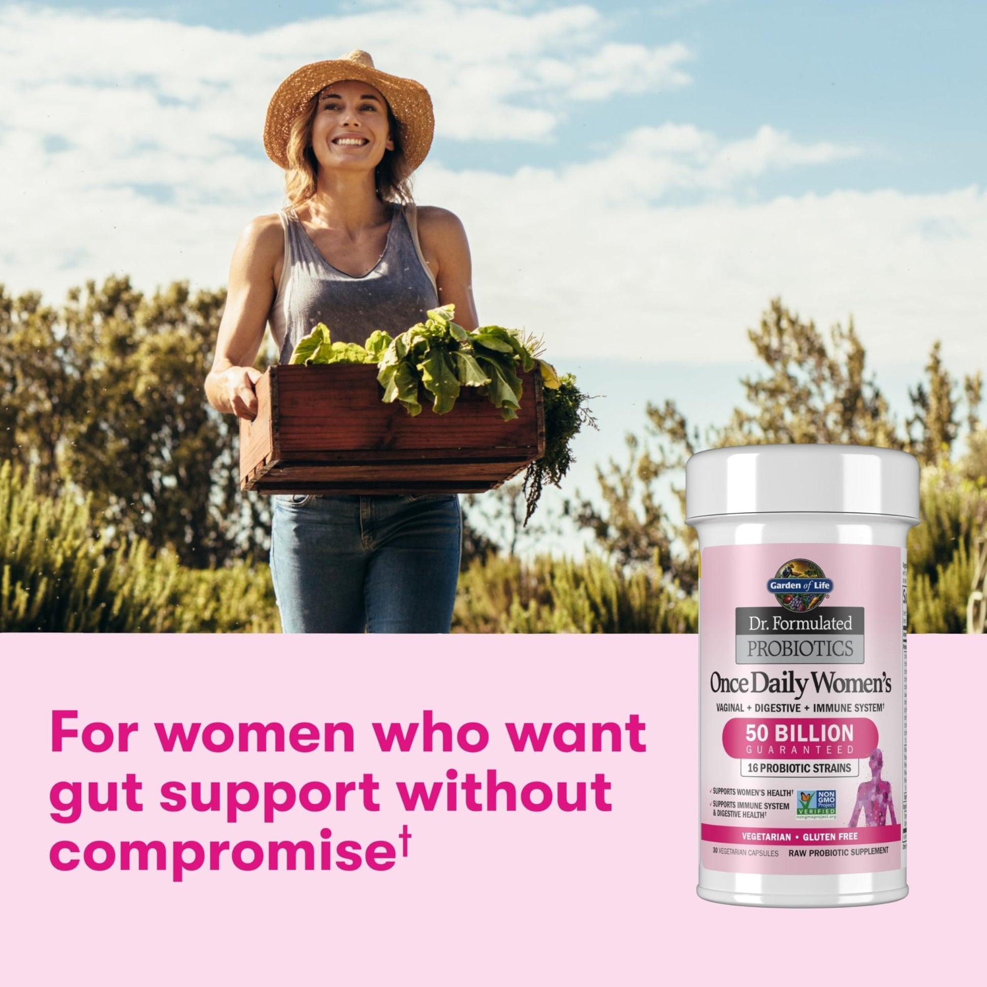 Garden of Life Once Daily Dr. Formulated Probiotics for Women 50 Billion CFU 16 Probiotic Strains with Organic Prebiotics for Digestive, Vaginal & Immune Health - Maple Wellness Supplements