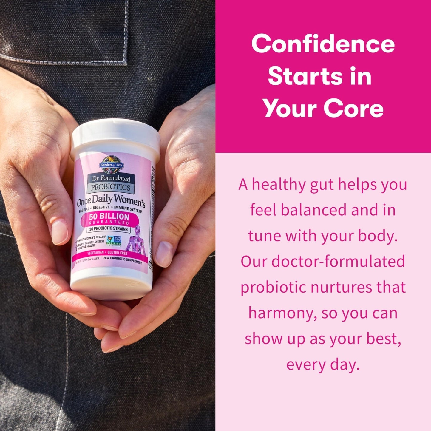 Garden of Life Once Daily Dr. Formulated Probiotics for Women 50 Billion CFU 16 Probiotic Strains with Organic Prebiotics for Digestive, Vaginal & Immune Health - Maple Wellness Supplements