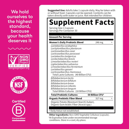 Garden of Life Once Daily Dr. Formulated Probiotics for Women 50 Billion CFU 16 Probiotic Strains with Organic Prebiotics for Digestive, Vaginal & Immune Health - Maple Wellness Supplements