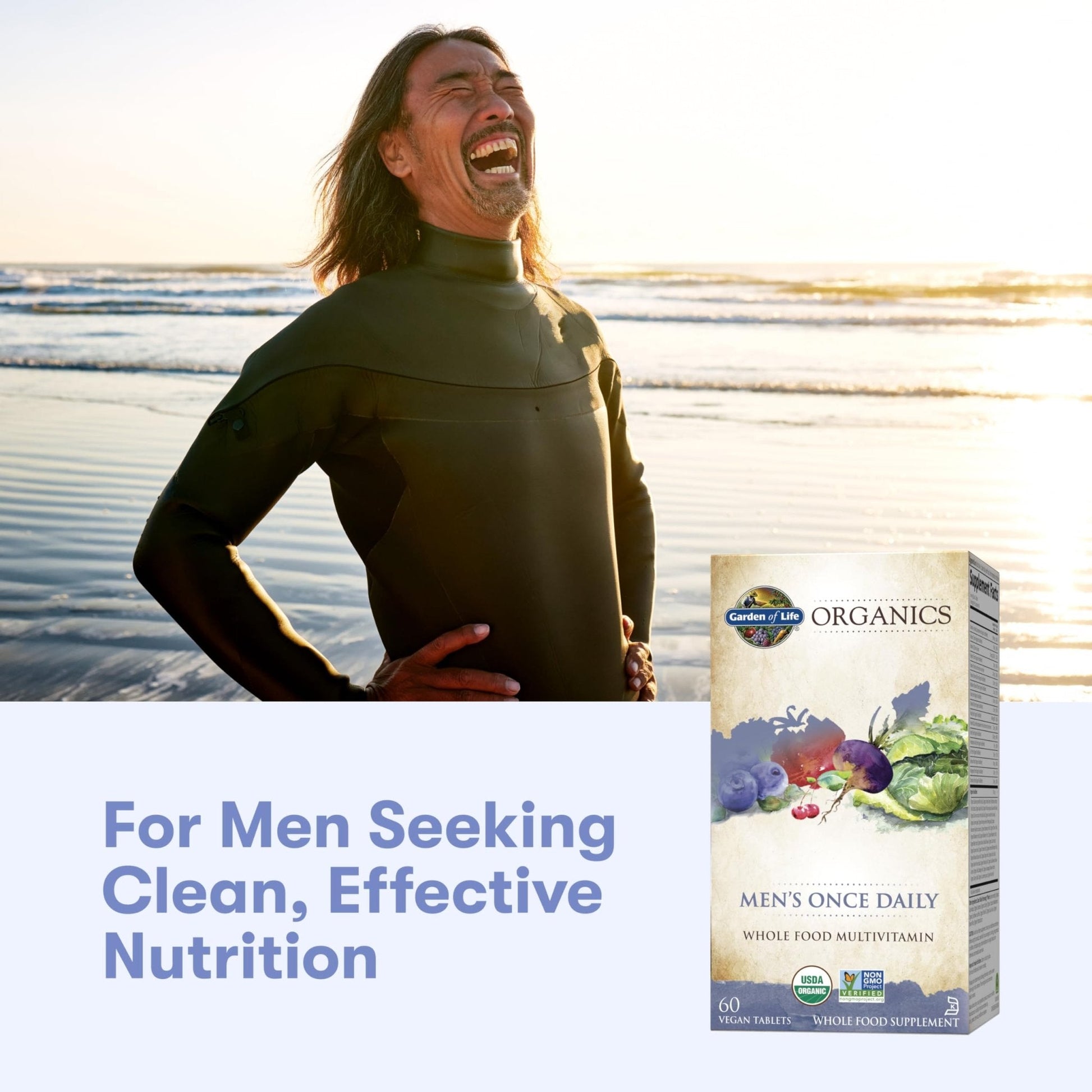 Garden of Life Once Daily Whole Food Multivitamin for Men, Organic Mens Vitamins & Minerals, Vitamin C, Zinc, Vegan, for Health & Well-Being, 60 Tablets - Maple Wellness Supplements