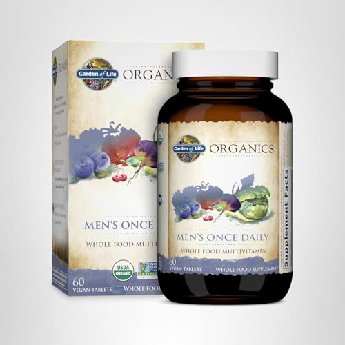 Garden of Life Once Daily Whole Food Multivitamin for Men, Organic Mens Vitamins & Minerals, Vitamin C, Zinc, Vegan, for Health & Well-Being, 60 Tablets - Maple Wellness Supplements