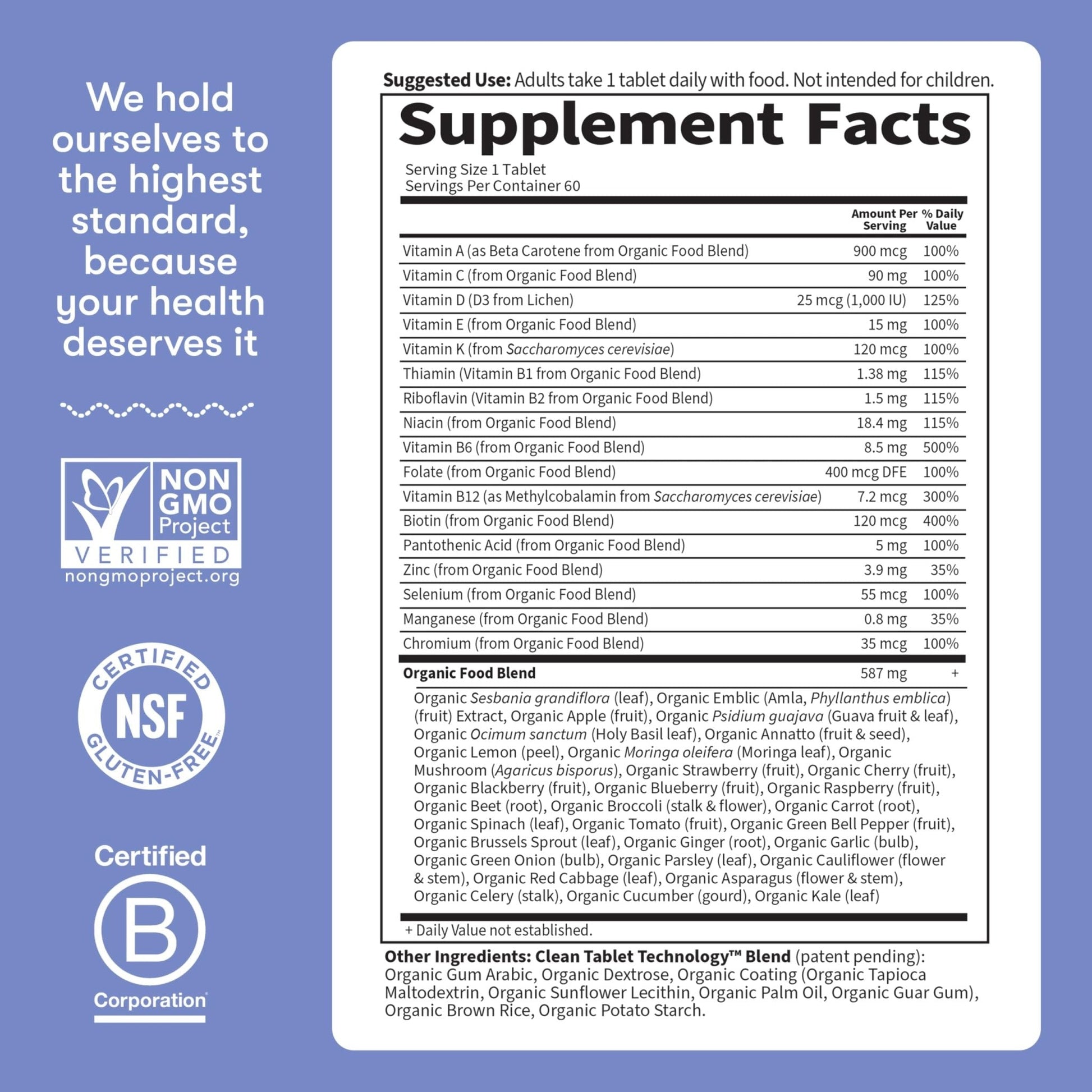 Garden of Life Once Daily Whole Food Multivitamin for Men, Organic Mens Vitamins & Minerals, Vitamin C, Zinc, Vegan, for Health & Well-Being, 60 Tablets - Maple Wellness Supplements
