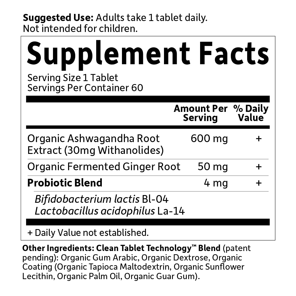 Garden of Life Organic Ashwagandha Supplement with Probiotics & Ginger - Stress, Mood & Energy Support, Vegan, Gluten Free - Maple Wellness Supplements