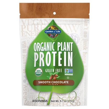 Garden of Life Organic Plant Protein Smooth Chocolate Powder, 10 Servings - Vegan, Grain - Maple Wellness Supplements