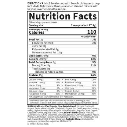 Garden of Life Organic Plant Protein Smooth Chocolate Powder, 10 Servings - Vegan, Grain - Maple Wellness Supplements