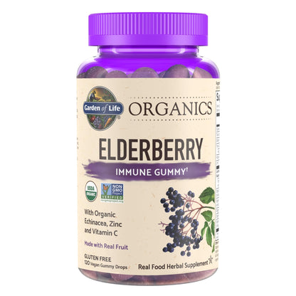 Garden of Life Organics Elderberry Gummies for Adults & Kids - Immune Support Supplement with Organic Fruit, Herbal Blend, Elderberry, Echinacea, Zinc, - Maple Wellness Supplements