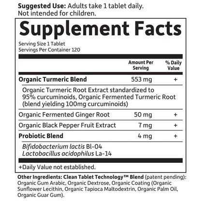 Garden of Life Organics Extra Strength Turmeric Inflammatory Response 120 Tablets-100Mg Curcumin (95% Curcuminoids) Black Pepper, Probiotics, Organic Non-GMO Vegan Gluten Free Herbal Supplement - Maple Wellness Supplements