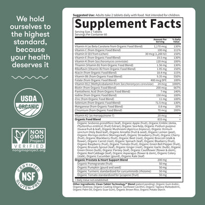 Garden of Life Organics Men's 40+ Multivitamin with Prostate Support, B12 & Vitamins – Vegan Daily Whole Food Multivitamin, Non-GMO, Certified Organic, 120 Tablets - Maple Wellness Supplements