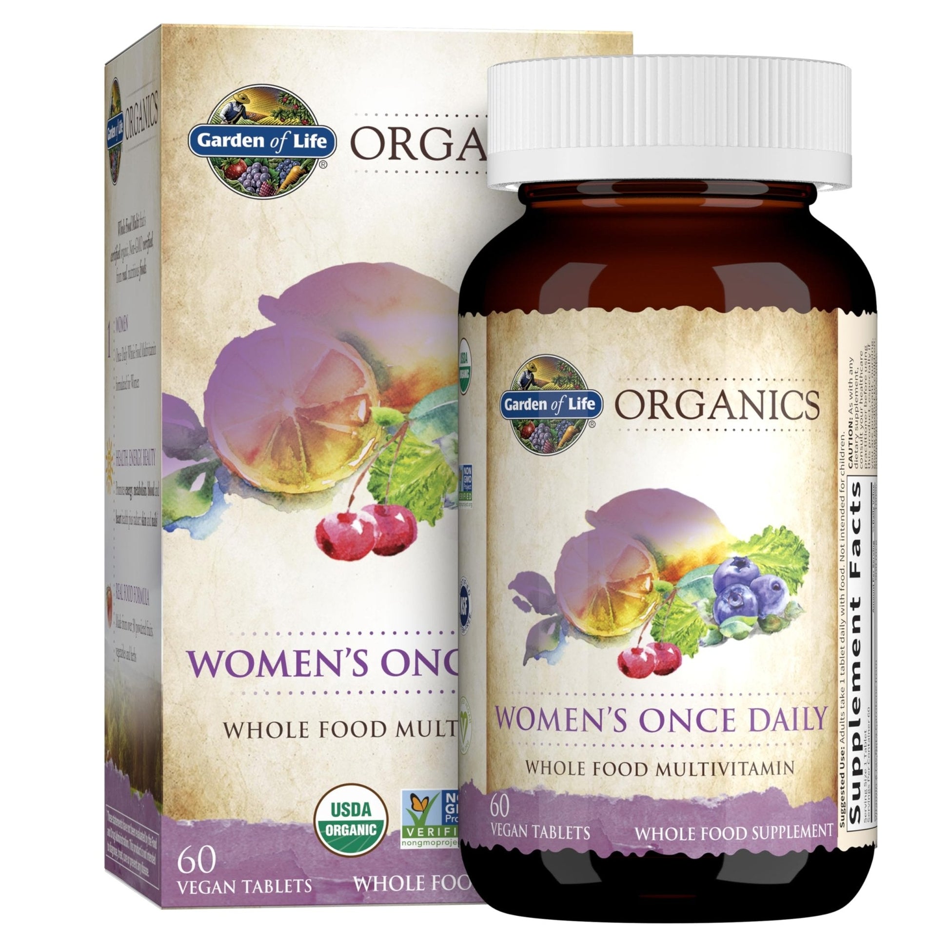 Garden of Life Organics Multivitamin for Women - Women's Once Daily Multi - Whole Food Multi with Iron, Biotin, Vegan Organic Womens Multivitamin - Maple Wellness Supplements