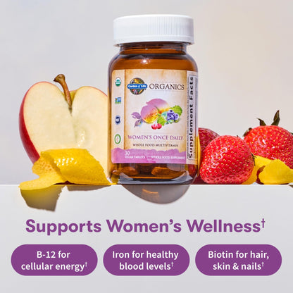 Garden of Life Organics Multivitamin for Women - Women's Once Daily Multi - Whole Food Multi with Iron, Biotin, Vegan Organic Womens Multivitamin - Maple Wellness Supplements
