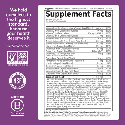Garden of Life Organics Multivitamin for Women - Women's Once Daily Multi - Whole Food Multi with Iron, Biotin, Vegan Organic Womens Multivitamin - Maple Wellness Supplements