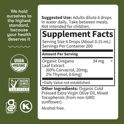 Garden of Life Organics Oil of Oregano Seasonal Drops 1fl oz (30 mL) Liquid, Concentrated Plant Based Immune Support - Alcohol-Free, Organic, Non-GMO - Maple Wellness Supplements