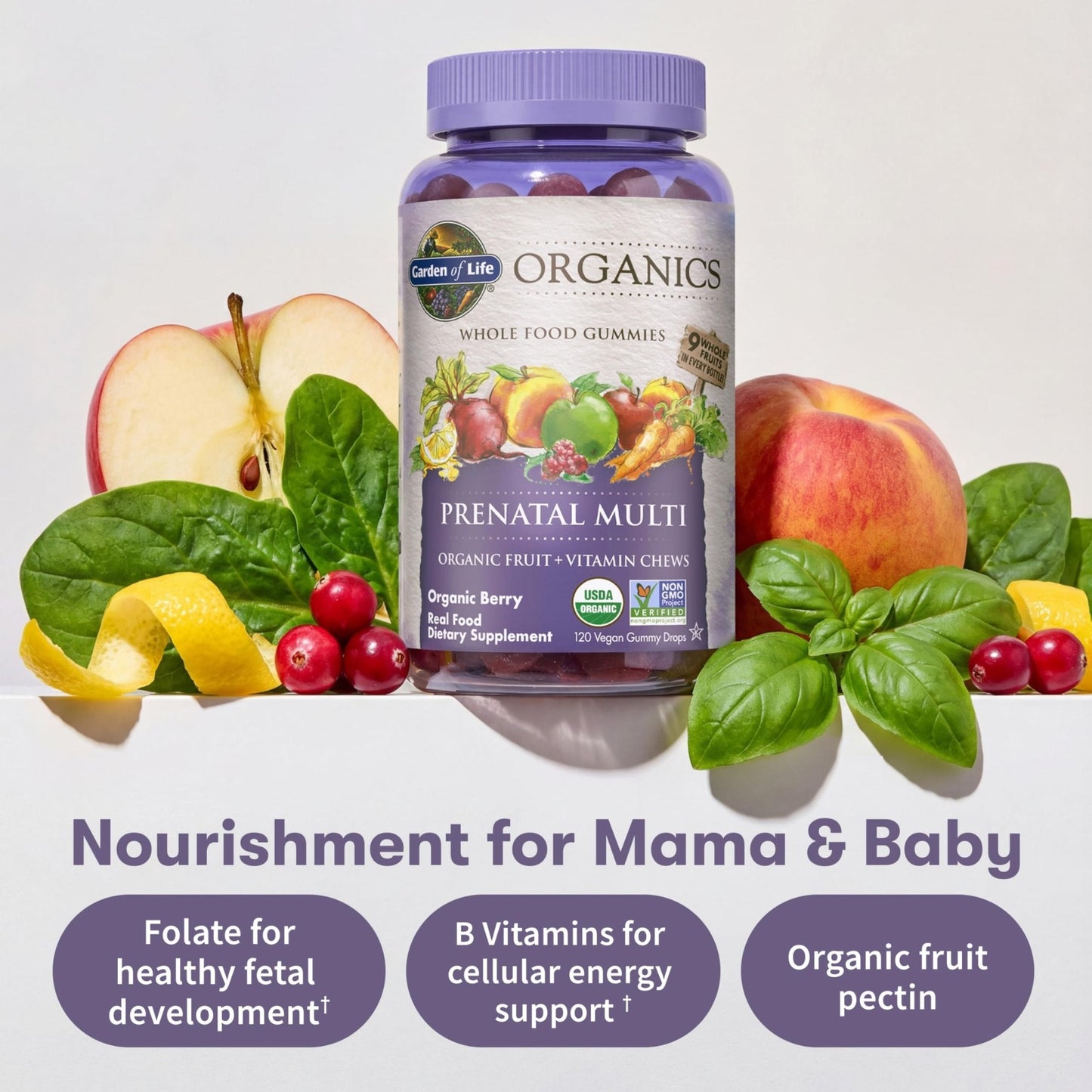 Garden of Life Organics Prenatal Gummies – Prenatal Vitamins for Women with Energy Metabolism Support & Healthy Fetal Development Support - Maple Wellness Supplements