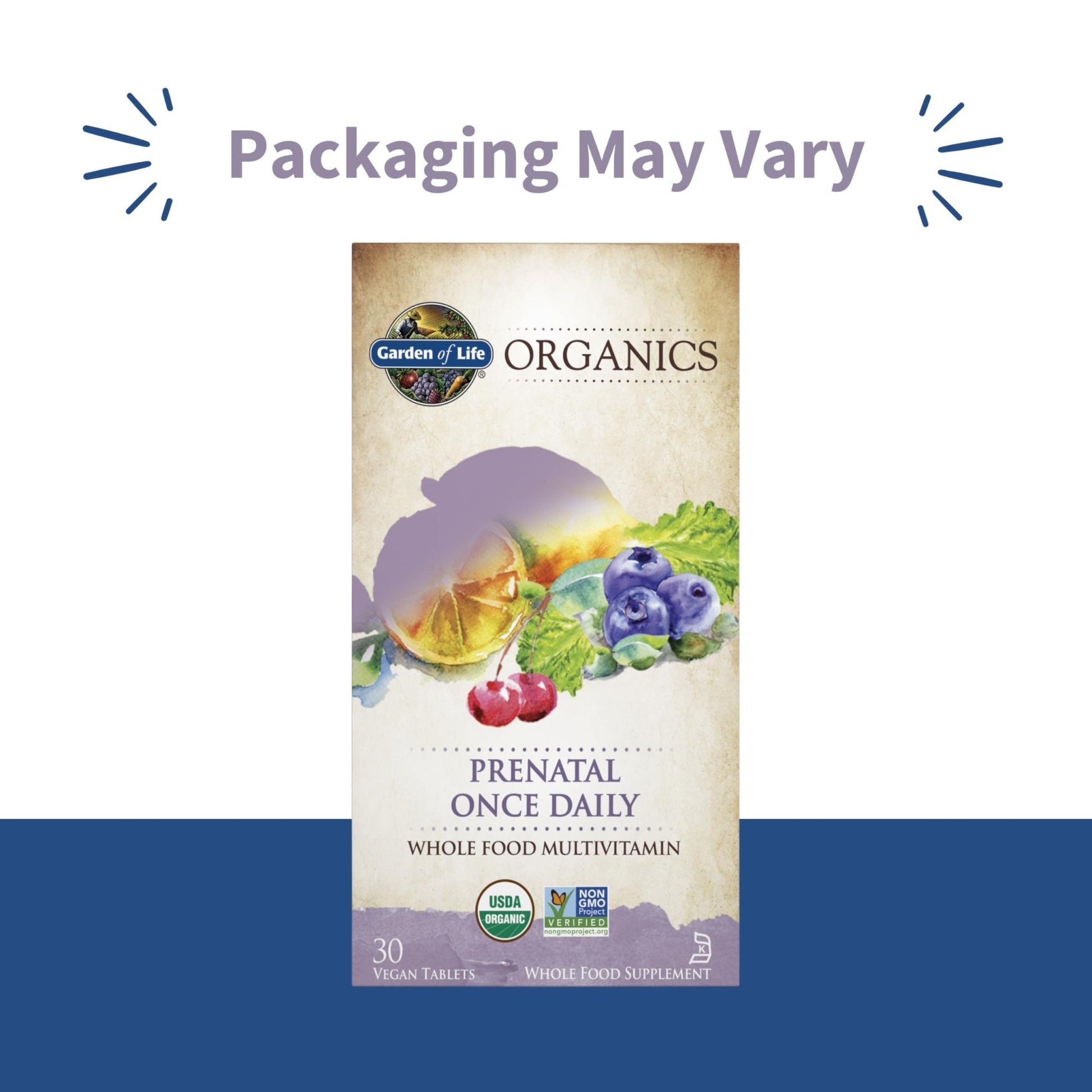 Garden of Life Organics Prenatal Vitamin: Folate for Energy & Healthy Fetal Development, Non-constipating Iron, Vitamin C, B6, B12, D3 – Organic, Non-GMO, Gluten-Free, Vegan, 30 Day Supply - Maple Wellness Supplements