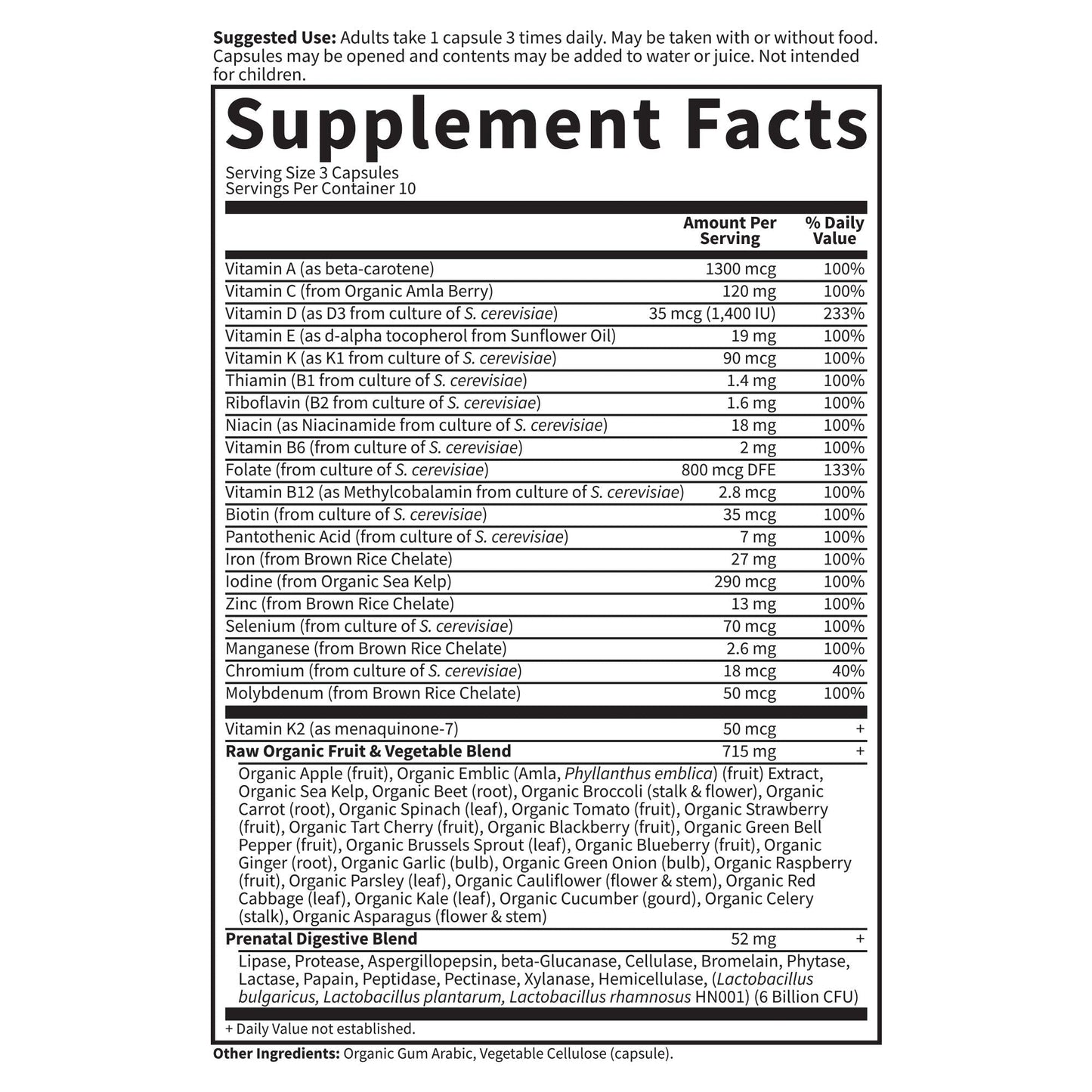Garden of Life Prenatal Multivitamin for Women with Iron, Folate & Vitamin C and D3 for Neural Development & Probiotics for Immune Support - Maple Wellness Supplements