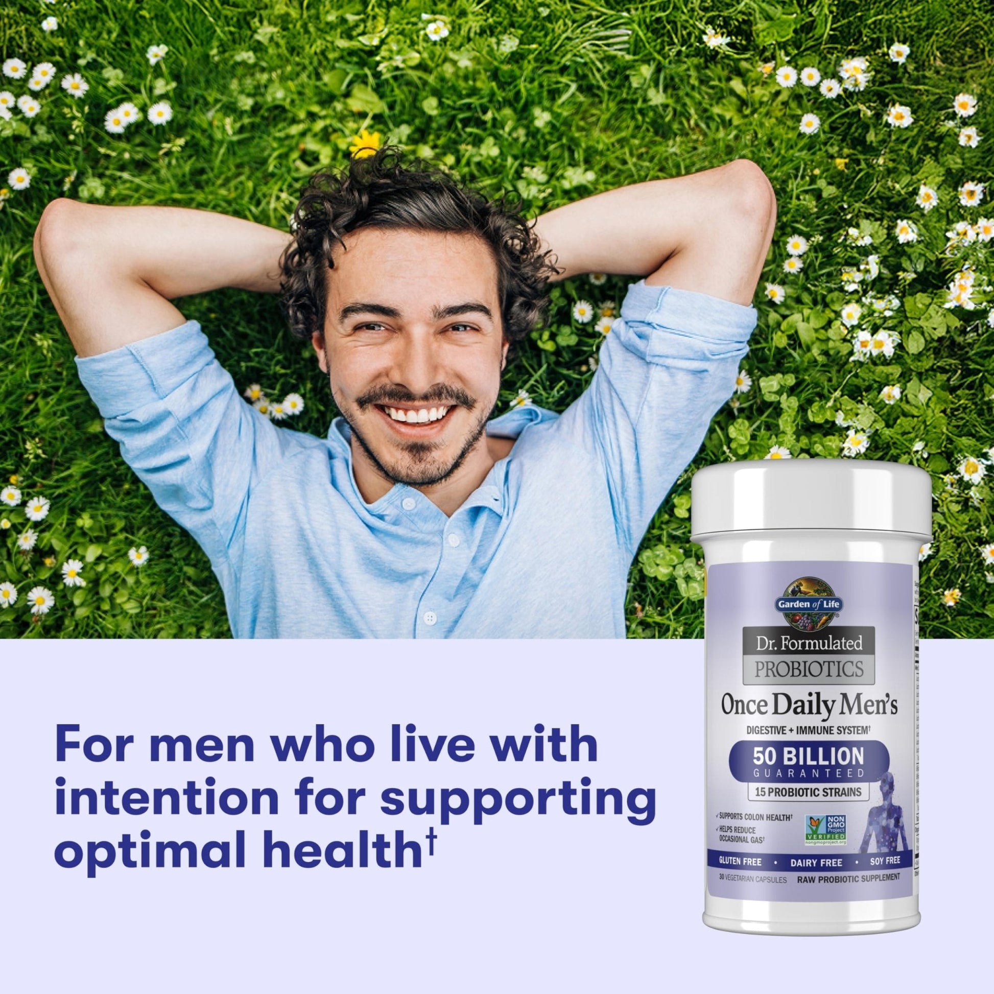 Garden of Life Probiotics for Men, Dr Formulated 50 Billion CFU 15 Probiotics for Digestive Health + Organic Prebiotic Fiber, Colon & Immune Support - Maple Wellness Supplements