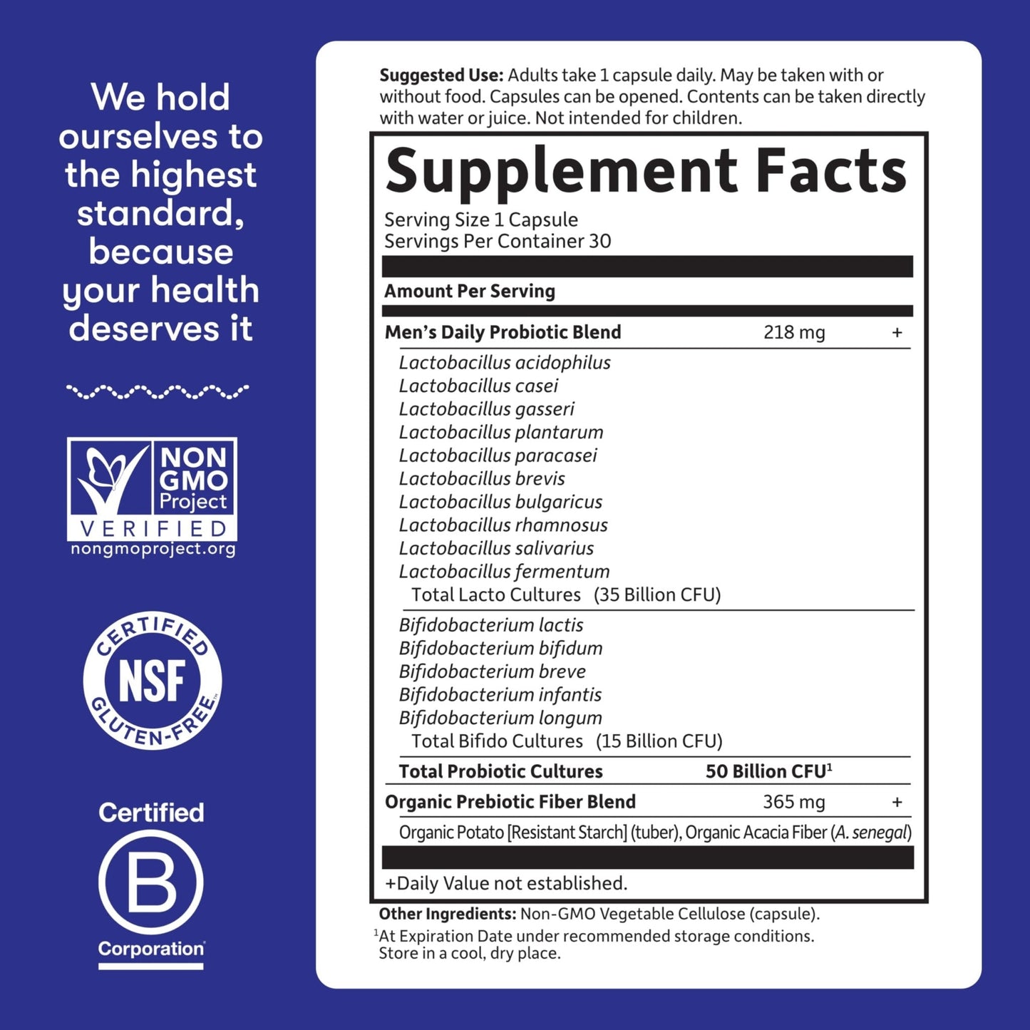Garden of Life Probiotics for Men, Dr Formulated 50 Billion CFU 15 Probiotics for Digestive Health + Organic Prebiotic Fiber, Colon & Immune Support - Maple Wellness Supplements