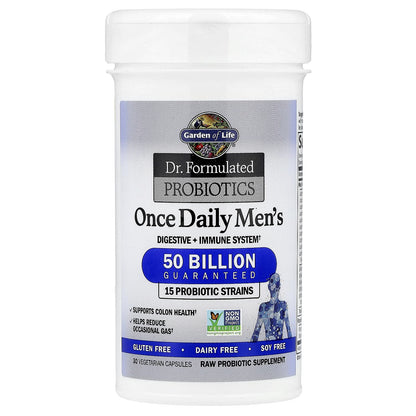 Garden of Life Probiotics for Men, Dr Formulated 50 Billion CFU 15 Probiotics for Digestive Health + Organic Prebiotic Fiber, Colon & Immune Support - Maple Wellness Supplements
