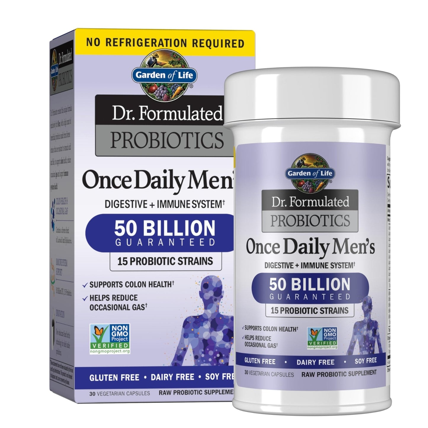 Garden of Life Probiotics for Men, Dr Formulated 50 Billion CFU 15 Probiotics for Digestive Health + Organic Prebiotic Fiber, Colon & Immune Support - Maple Wellness Supplements