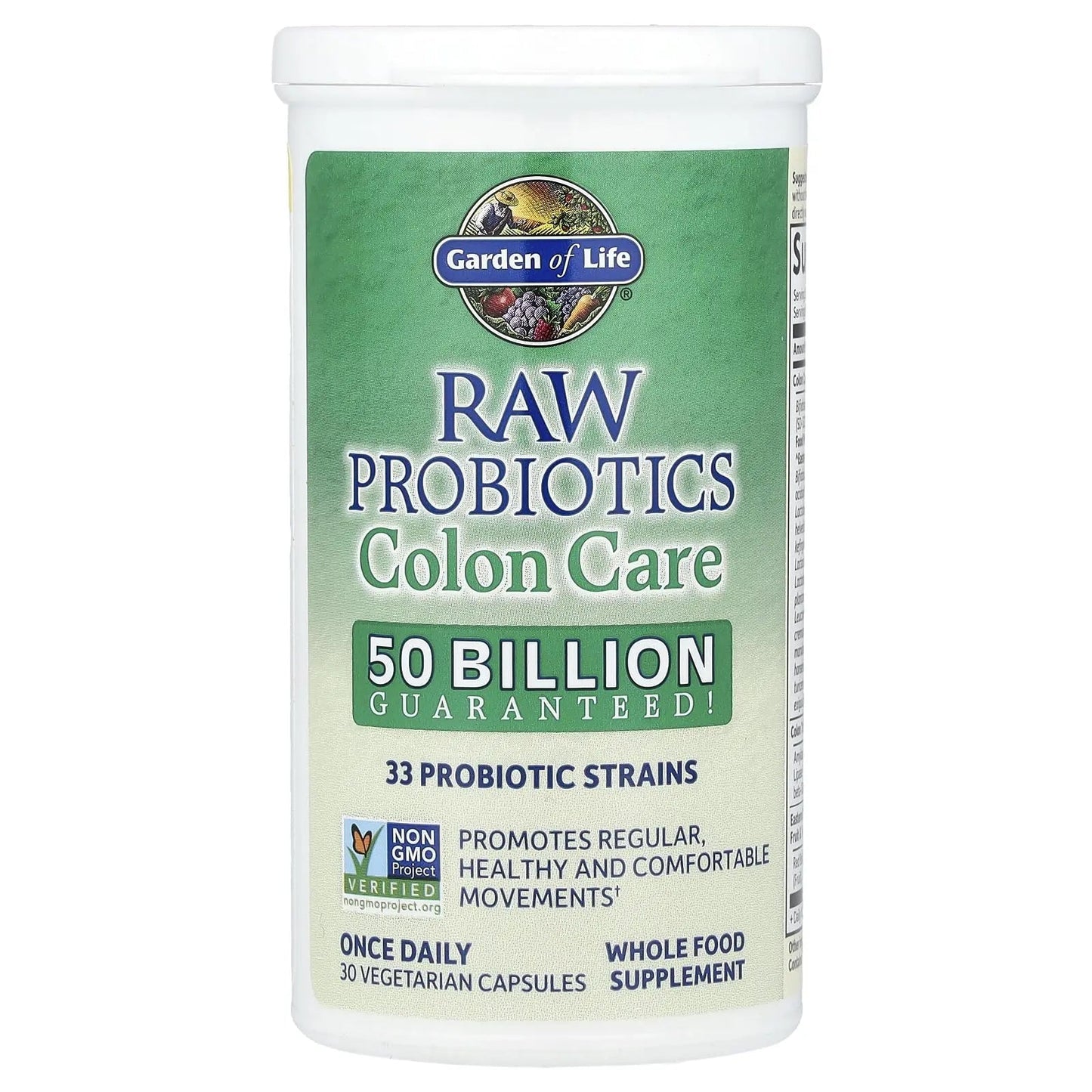 Garden of Life Probiotics for Women and Men - Raw Probiotics Colon Care 50 Billion CFU and Enzymes, Shelf Stable Once Daily Acidophilus Probiotic for Regularity and Immune Health Support, 30 Capsules - Maple Wellness Supplements