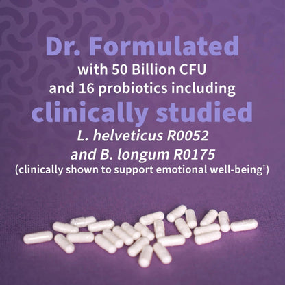 Garden of Life Probiotics Mood+ Dr Formulated Acidophilus Probiotic Supplement - Promotes Emotional Well-Being, Relaxation and Digestive Balance - Ashwagandha for Stress Management, 60 Veggie Caps - Maple Wellness Supplements