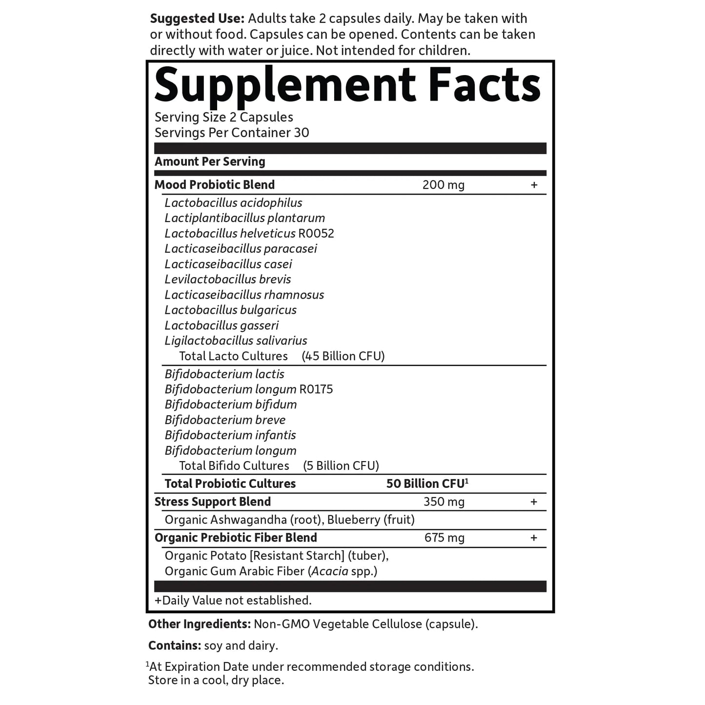 Garden of Life Probiotics Mood+ Dr Formulated Acidophilus Probiotic Supplement - Promotes Emotional Well-Being, Relaxation and Digestive Balance - Ashwagandha for Stress Management, 60 Veggie Caps - Maple Wellness Supplements