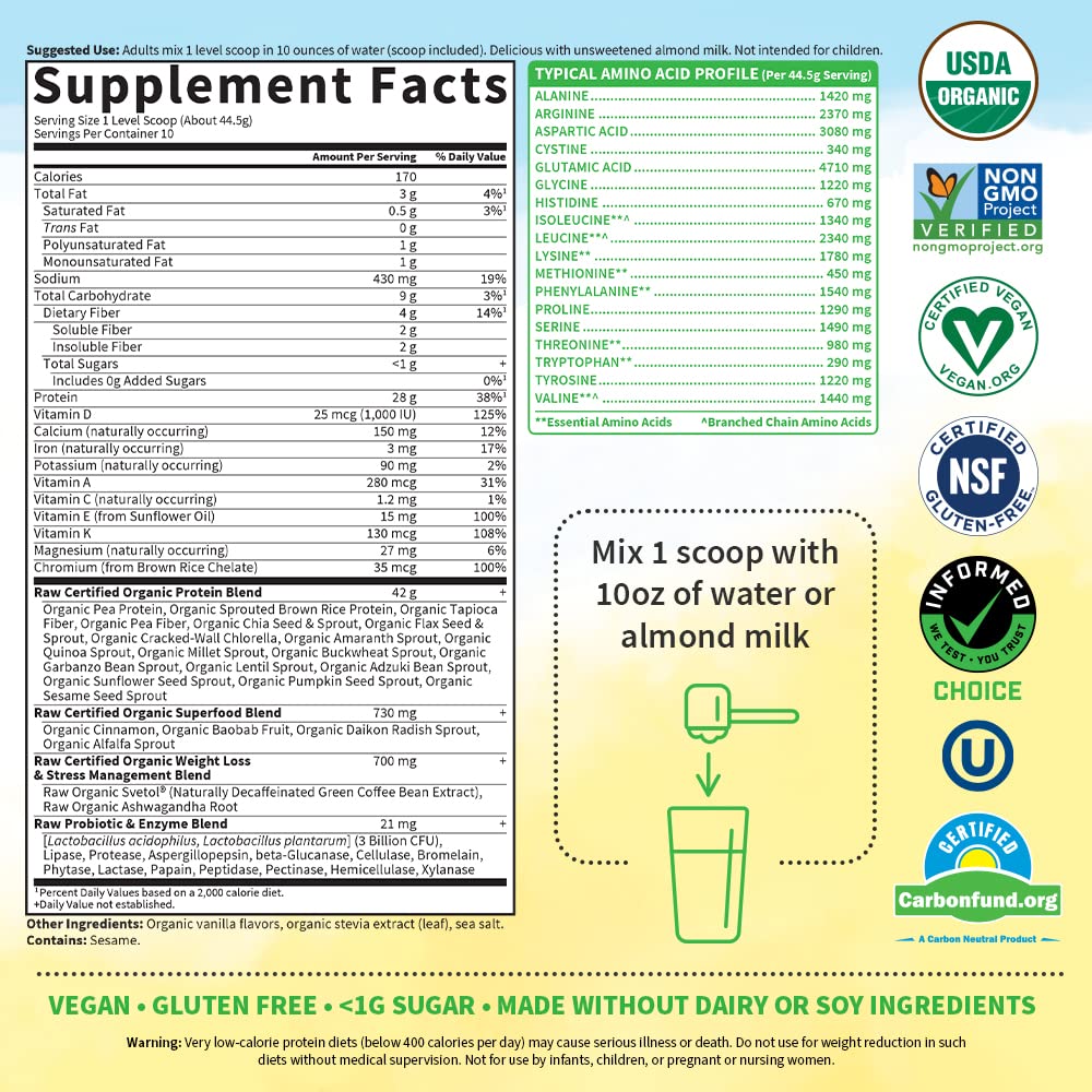 Garden of Life Raw Organic Fit Powder, Original - High Protein for Weight Loss (28g) Plus - Maple Wellness Supplements