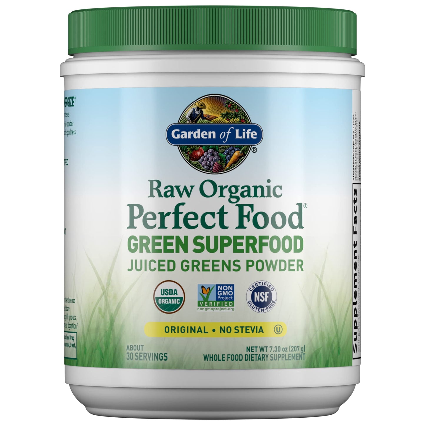 Garden of Life Raw Organic Perfect Food Green Superfood Juiced Greens Powder - Original Stevia-Free, 30 Servings, Non-GMO, Gluten Free Whole Food Dietary - Maple Wellness Supplements