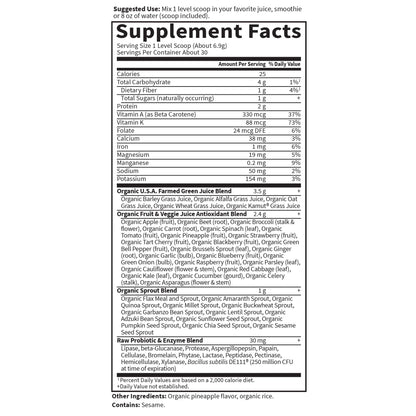 Garden of Life Raw Organic Perfect Food Green Superfood Juiced Greens Powder - Original Stevia-Free, 30 Servings, Non-GMO, Gluten Free Whole Food Dietary - Maple Wellness Supplements