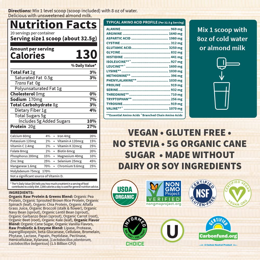 Garden of Life Raw Organic Protein & Greens Lightly Sweet, Vegan Protein Powder - Maple Wellness Supplements