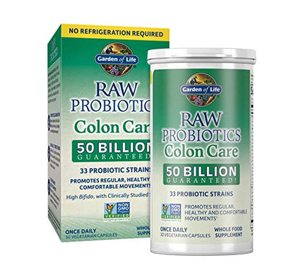 Garden of Life RAW Probiotics Colon Care Shelf Stable - 50 Billion CFU Guaranteed - Maple Wellness Supplements