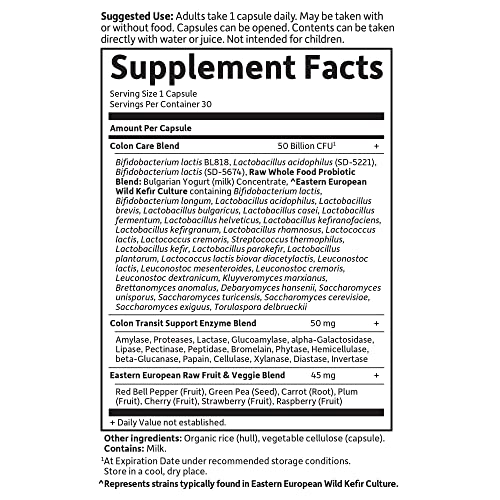 Garden of Life RAW Probiotics Colon Care Shelf Stable - 50 Billion CFU Guaranteed - Maple Wellness Supplements