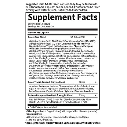 Garden of Life RAW Probiotics Colon Care Shelf Stable - 50 Billion CFU Guaranteed - Maple Wellness Supplements