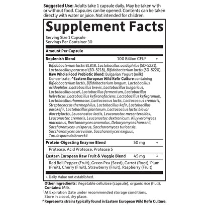 Garden of Life Raw Probiotics for Women and Men with Digestive Enzymes, 100 Billion CFU, Clinically Studied Strains, Shelf Stable, 30 Capsules - Maple Wellness Supplements