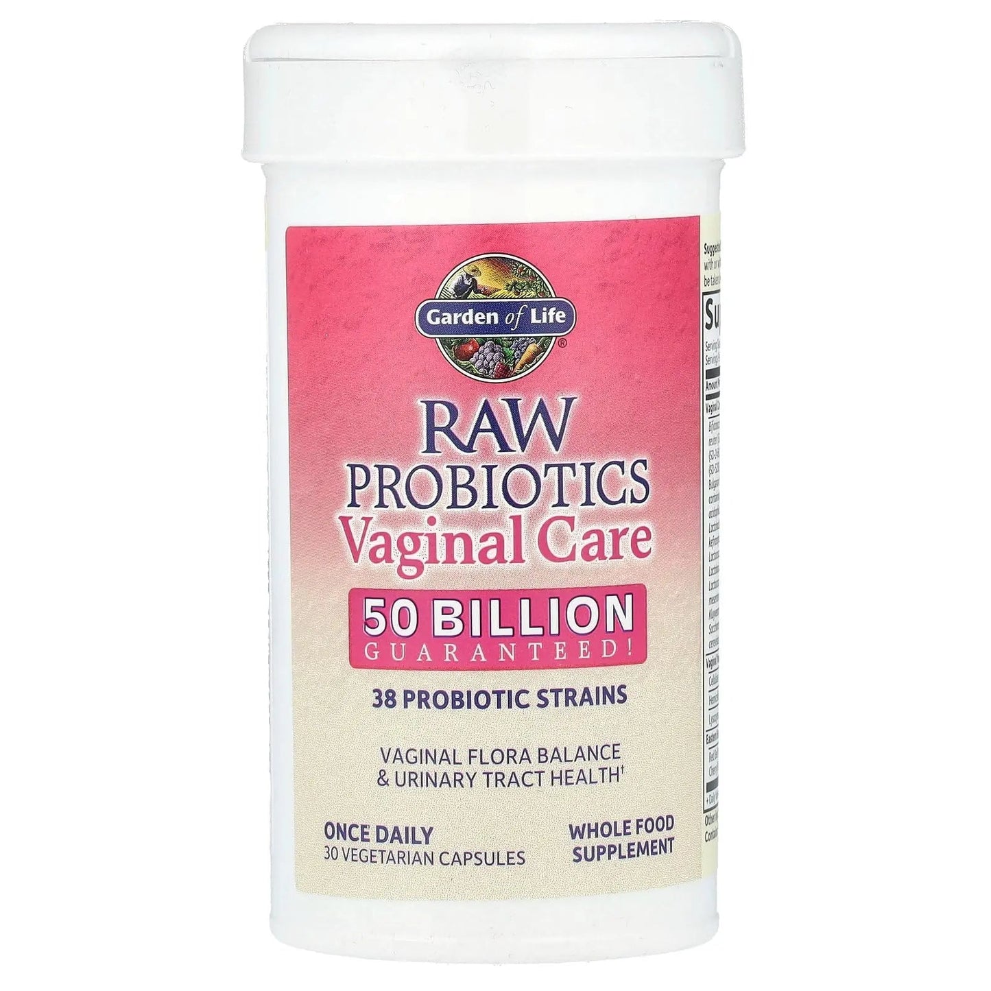 Garden of Life Raw Probiotics Vaginal Care - 50 Billion CFU - 38 Probiotic Strains - Supports Vaginal & Urinary Tract Health - Shelf Stable - 30 Vegetarian Capsules - Maple Wellness Supplements