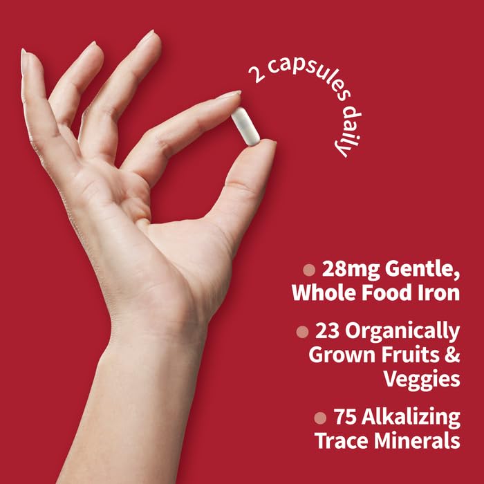 Garden of Life Vitamin Code Healthy Blood - Iron Supplement for Women, 60 Vegan Capsules, with Vitamins B, C, Trace Minerals - Maple Wellness Supplements