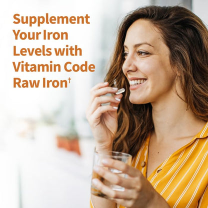 Garden of Life Vitamin Code Raw Iron Supplement - 30 Vegan Capsules, 22mg Once Daily Iron, Vitamins C, B12, Folate, Fruit, Veggies & Probiotics, Iron Supplements for Women - Maple Wellness Supplements