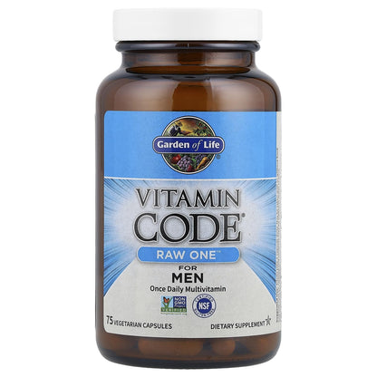 Garden of Life Vitamin Code Raw One for Men, Once Daily Multivitamin, 75 Capsules, One a Day Mens Vitamins Plus Fruit, Veggies & Probiotics for Mens Health - Maple Wellness Supplements