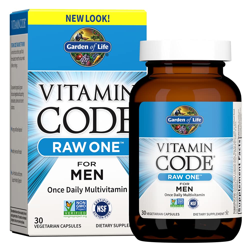 Garden of Life Vitamin Code Raw One Men's Multivitamin with Zinc Supplements for Immune and Skin Health, 30 Capsules - Maple Wellness Supplements