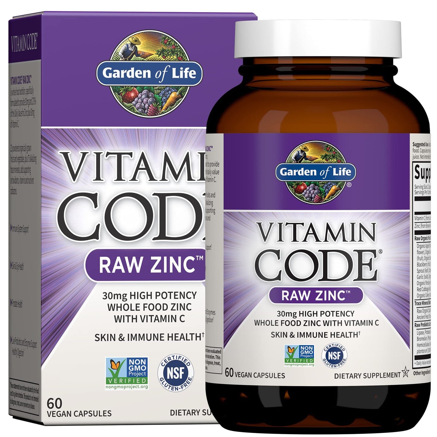 Garden of Life Vitamin Code Raw One Men's Multivitamin with Zinc Supplements for Immune and Skin Health, 30 Capsules - Maple Wellness Supplements