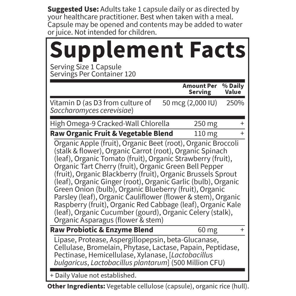Garden of Life Vitamin D, Vitamin Code Raw D3, Vitamin D 2,000 IU, Raw Whole Food D3 Supplements with Chlorella, Fruit, Veggies & Probiotics - Maple Wellness Supplements