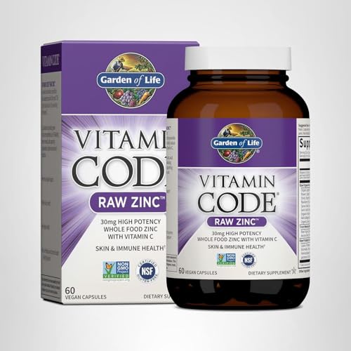 Garden of Life Zinc Supplements 30mg High Potency Raw Zinc and Vitamin C Multimineral Supplement, Vitamin Code Vitamins Trace Minerals & Probiotics - Maple Wellness Supplements