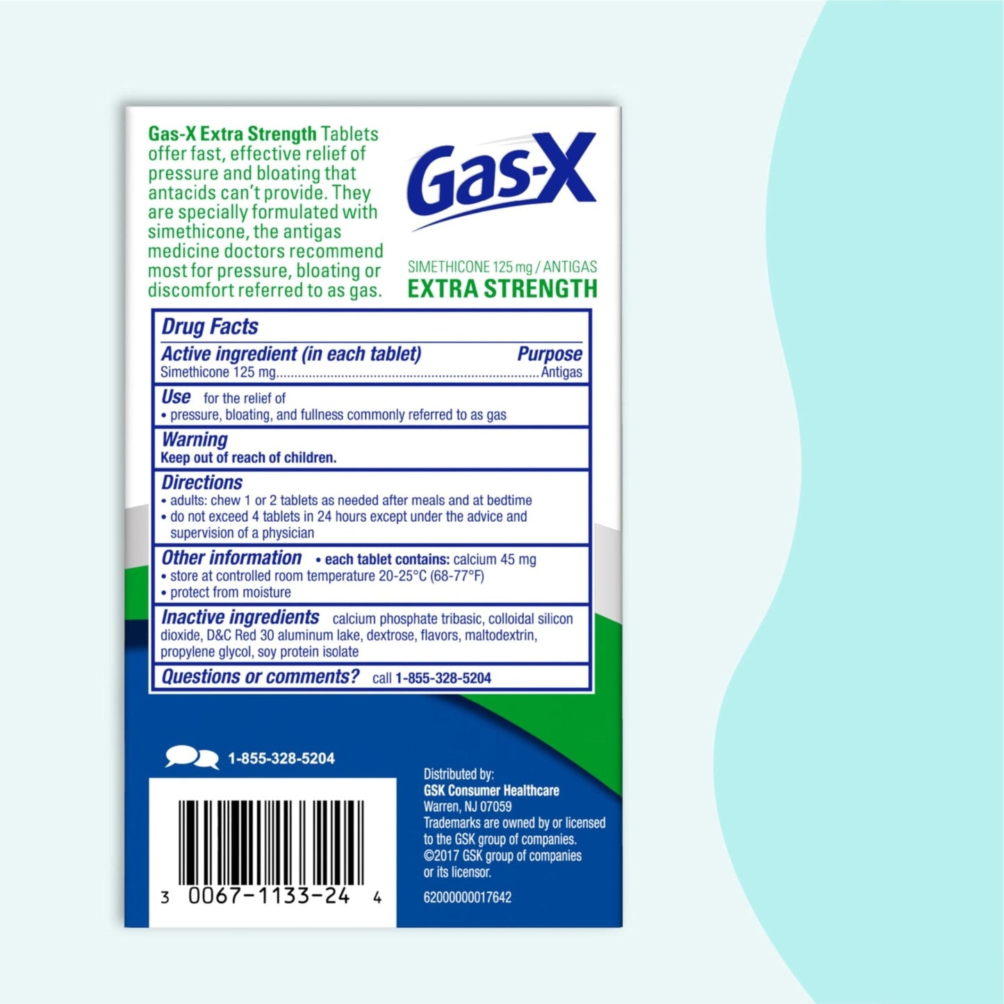 Gas-X Extra Strength Chewable Gas Relief Tablets with Simethicone 125 mg for Bloating Relief, Cherry - 72 Count - Maple Wellness Supplements