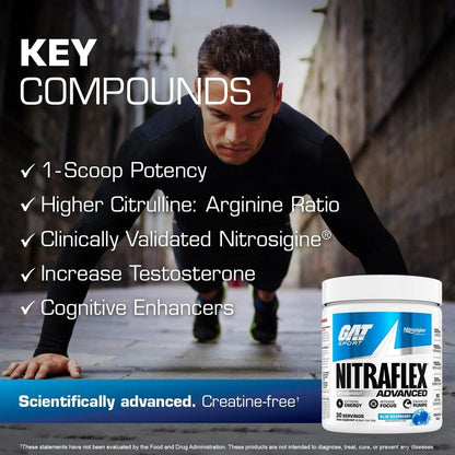 GAT SPORT Nitraflex Advanced Pre-Workout Powder, Increases Blood Flow, Boosts Strength and Energy, Improves Exercise Performance, Men & Women (Fruit Punch, 30 Servings) - Maple Wellness Supplements