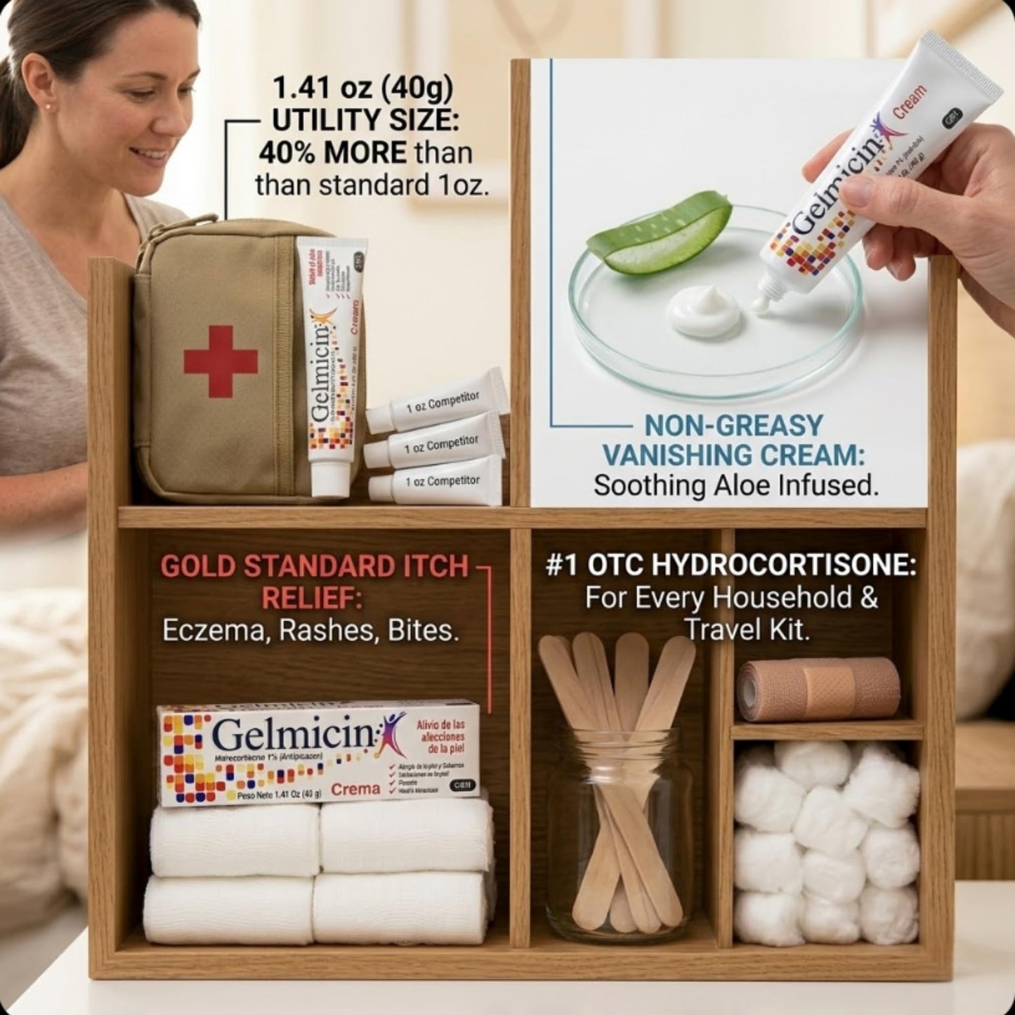 Gelmicin Cream 40g Skin Allergies, Skin Itch, Skin Rashes, Poison Ivy Relief- Contains 1.41 oz - Maple Wellness Supplements