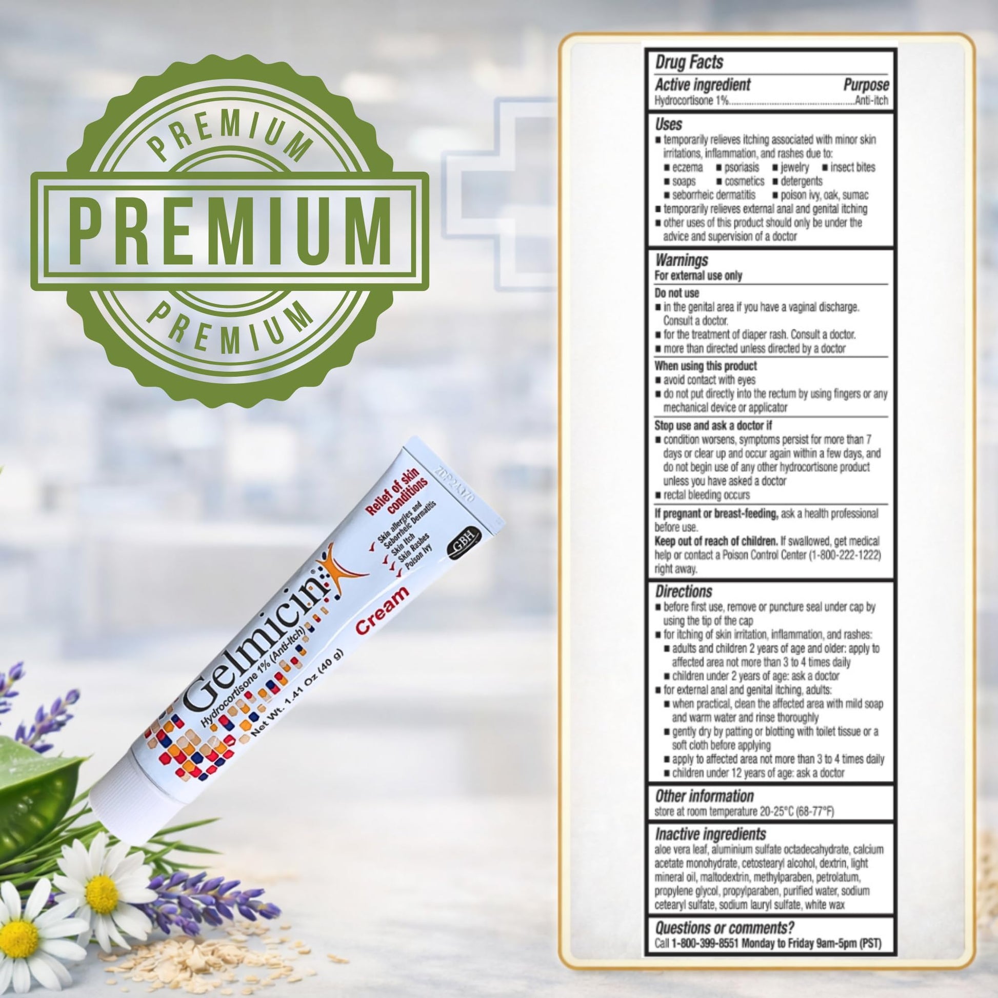 Gelmicin Cream 40g Skin Allergies, Skin Itch, Skin Rashes, Poison Ivy Relief- Contains 1.41 oz - Maple Wellness Supplements