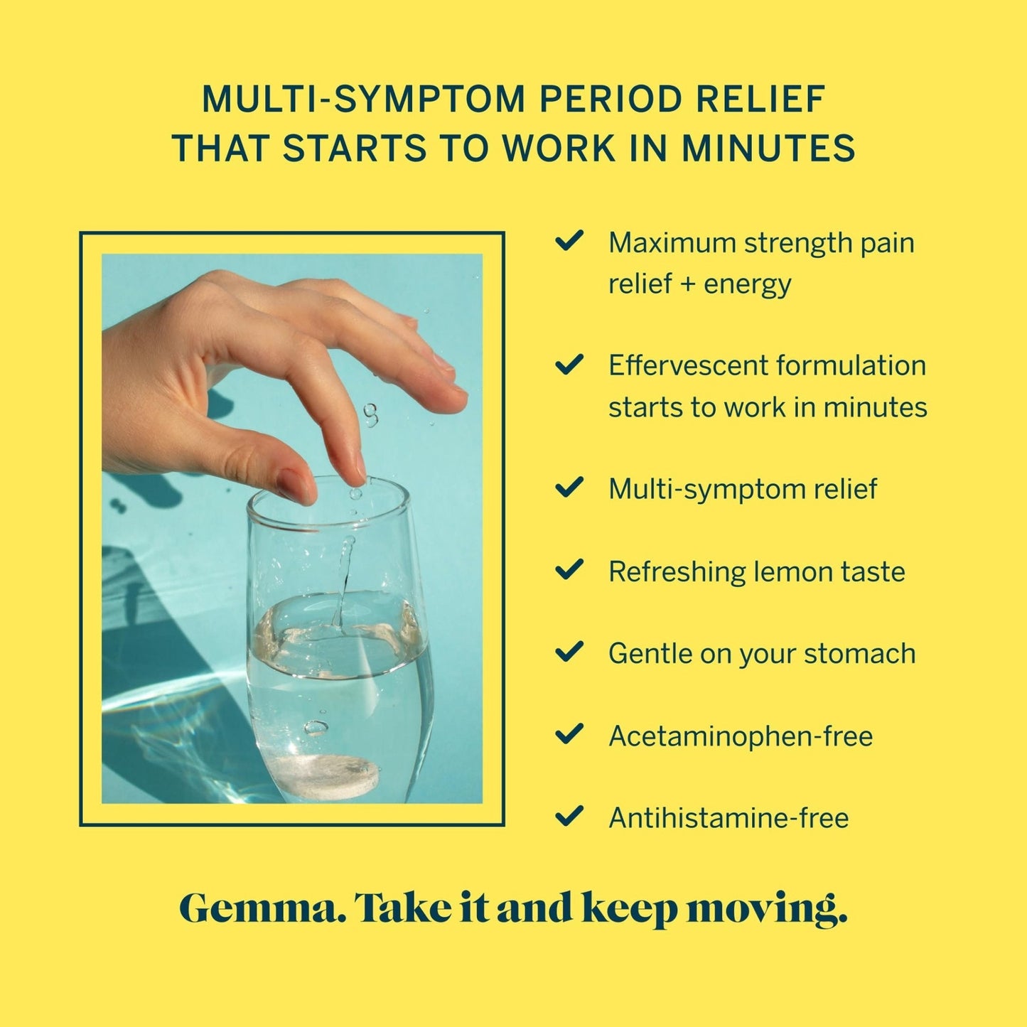 Gemma Cut The Cramp - Fast Menstrual Cramp & Period Pain Relief - Multi-Symptom Formula Treats Menstrual Cramps, Fatigue, Bloating, Headache in 15 Minutes - Maple Wellness Supplements
