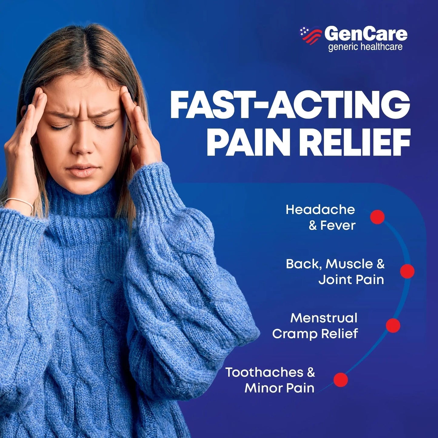 GenCare - Acetaminophen 500mg Extra Strength Pain Relief (300 Caplets) - Multi Symptom Pain Reliever for Headache, Sinus, Arthritis, Back Pain Muscle Ache, Toothache, Fever Reducer, Migraine - Maple Wellness Supplements