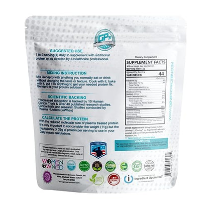 Genepro Unflavored Protein Powder - New Formula - Lactose-Free, Gluten-Free - Maple Wellness Supplements
