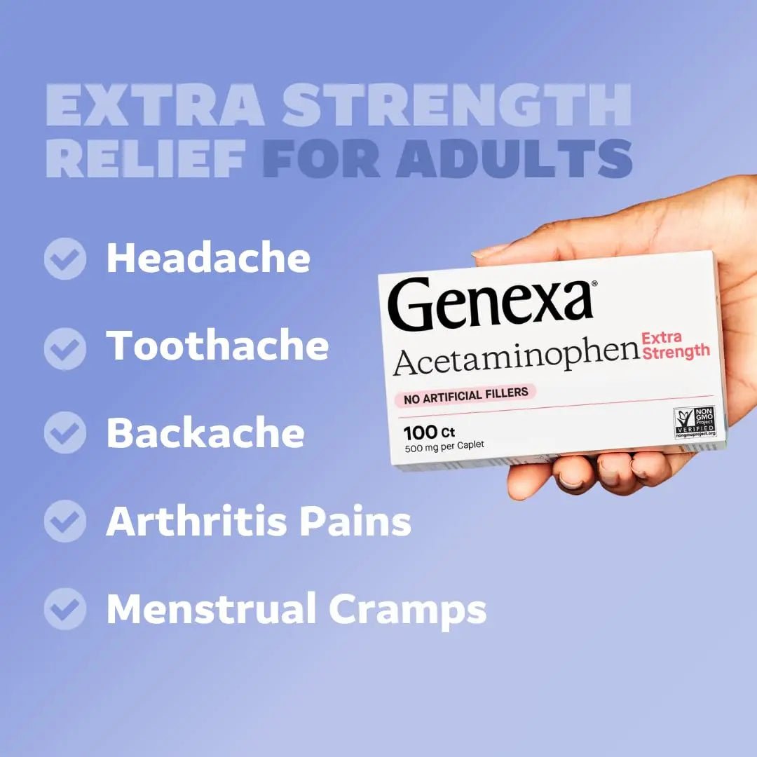 Genexa Kids & Adults Clean Acetaminophen Combo | Family Pain & Fever Bundle | Dye Free, 0% Artificial Additives | Vegan & Non-GMO | Medicine Made Clean | Ages 2-11, 12+ (2 Pack) - Maple Wellness Supplements